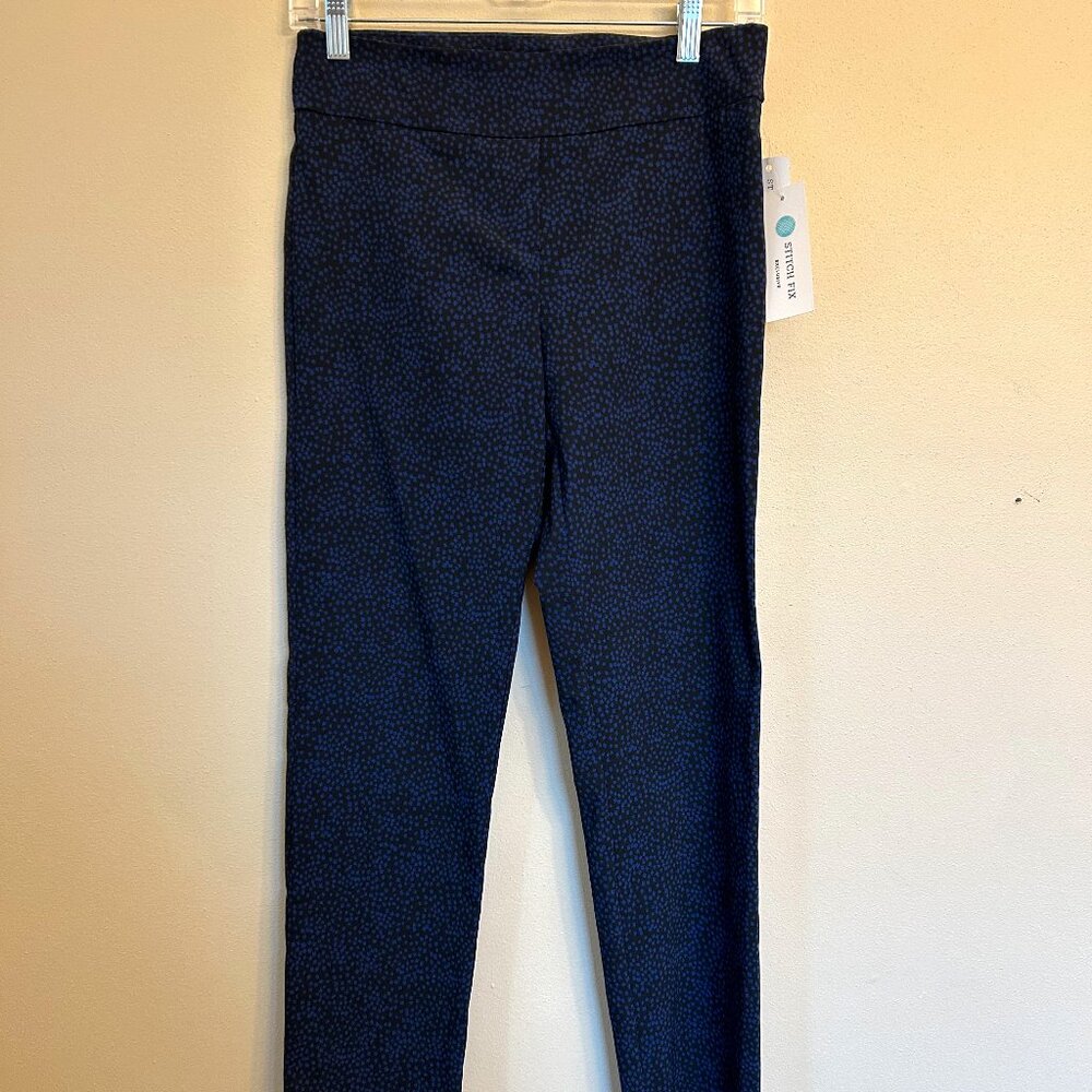 NWT ERICA TAYLOR Karen Printed Straight Leg Pant Black Blue Small Stitch Fix